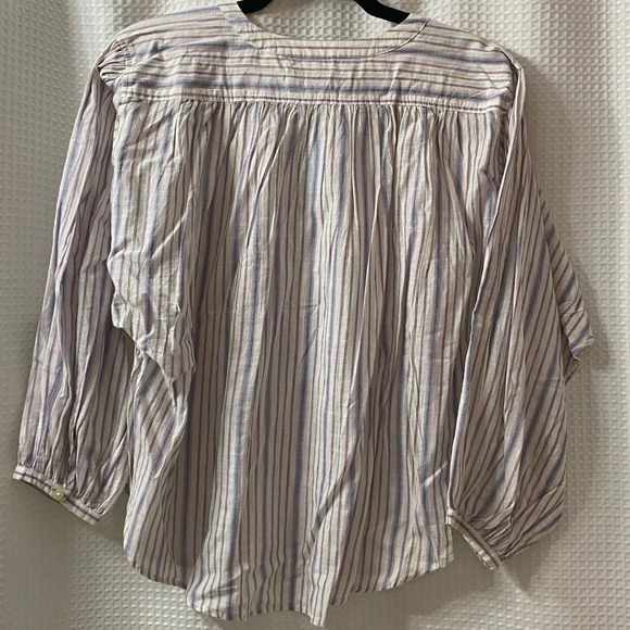 NWT LOFT Petite Striped Balloon Sleeve Woven Top - Picture 5 of 6